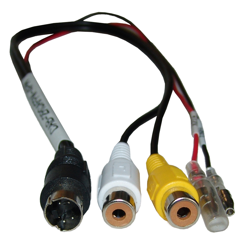 Adapter 2 Cinch Buchsen+Strom auf 4-Pin Mini DIN Stecker CV