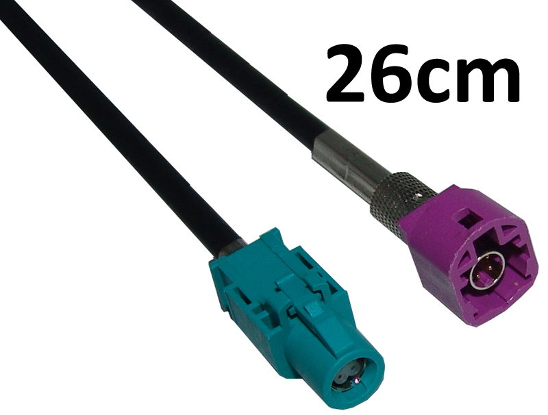 HSD wasserblau, Stecker - gerade Buchse, 26cm