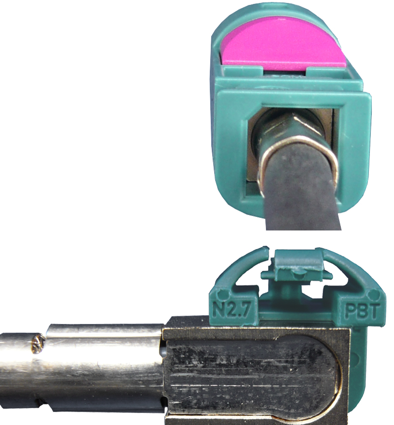 ** HSD wasserblau, Stecker - linksgew. Buchse, 1m