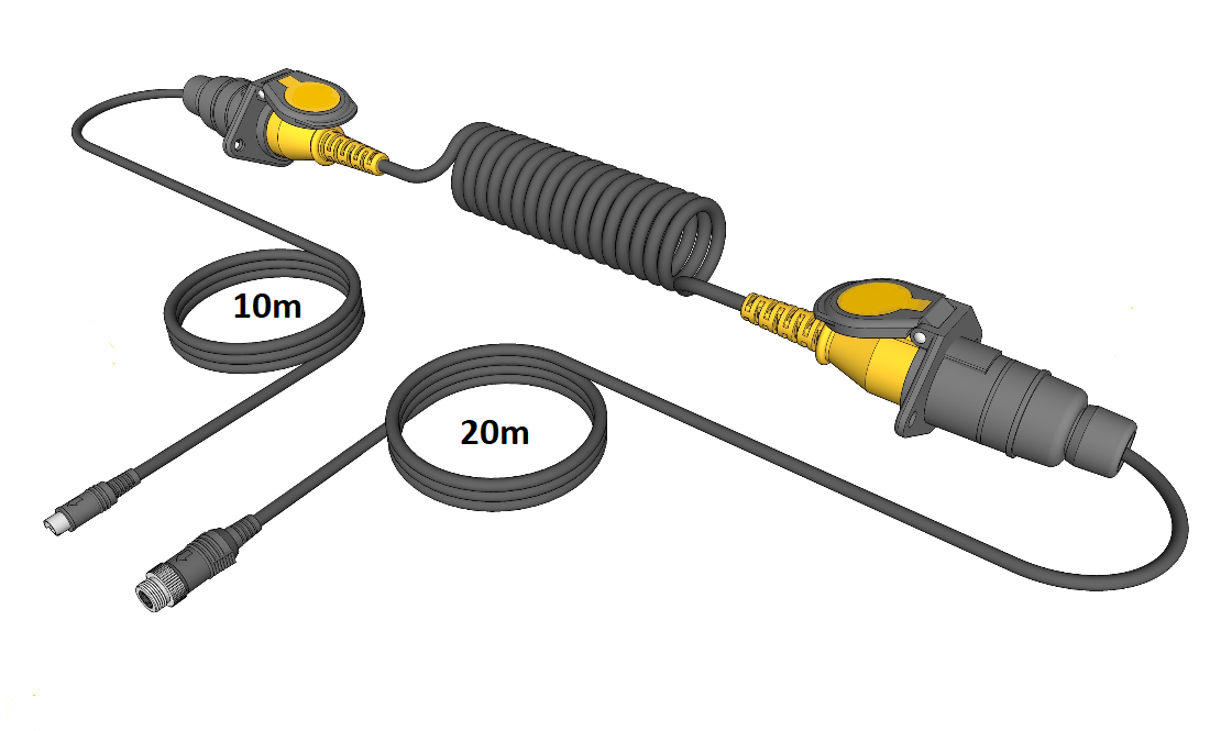 Spiralkabel-Set für Anhänger, LKW-Version 4-Pin, 10+20m