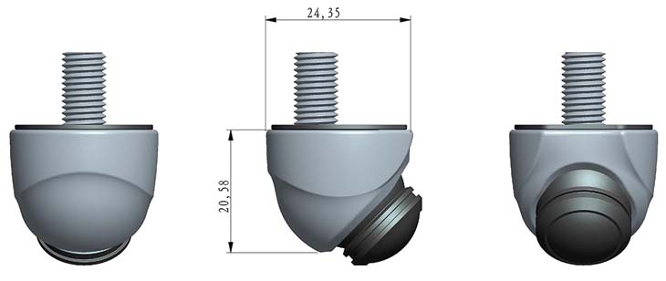 RFK/FK NTSC Mini-Kugel mit 2 Gehäusen, 188° Weitwinkel