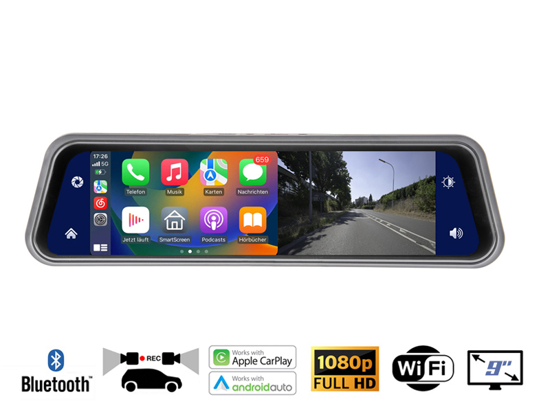 Smartphone Spiegelmonitor 9 Zoll, AHD Dual-Dashcam, AHD RFK