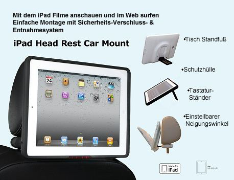 ** inCarBite Kopfstützenhalter iPad1 + FM, IR, Ladefunktion