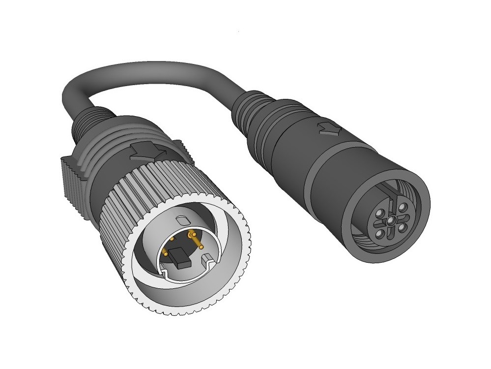 Adapter 5-Pin M12 Buchse - 4-Pin Mini DIN Stecker Metall