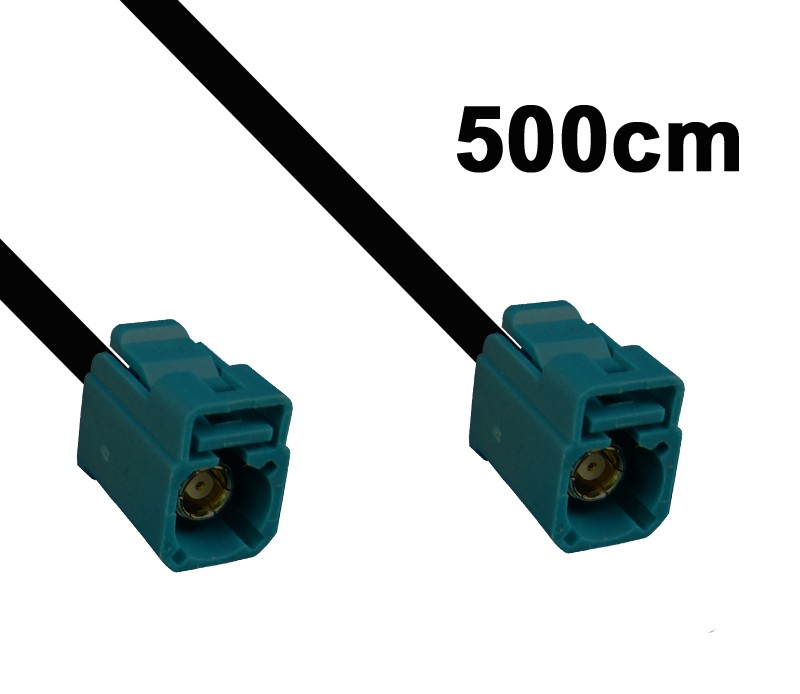 Kabel Fakra wasserblau, Buchse auf Buchse, 500cm