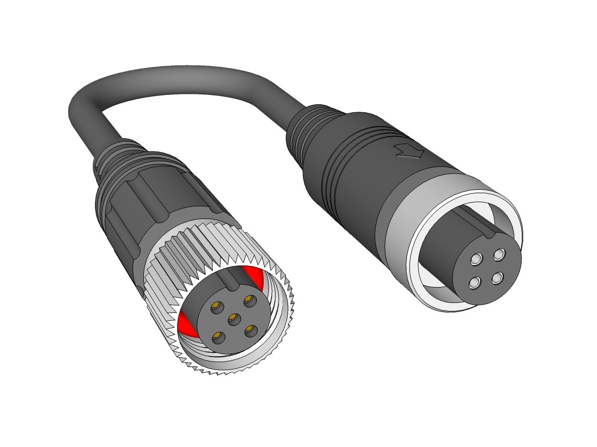Adapter 5-Pin M12 Buchse - 4-Pin Aviation Buchse