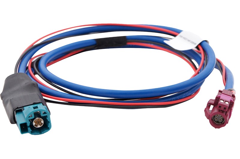 HSD+2 wasserblau Stecker - Bordeaux gerade Buchse, 1m