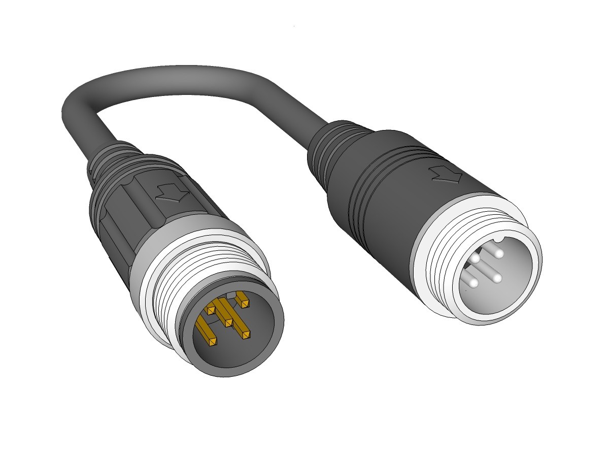 Adapter 5-Pin M12 Stecker - 4-Pin Aviation Stecker